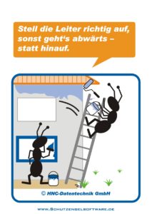 HNC-Datentechnik | Ameisen-Comics zum Arbeitsschutz | Motiv Leiter