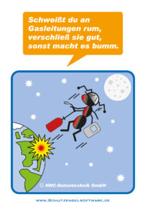 HNC-Datentechnik | Ameisen-Comics zum Arbeitsschutz | Motiv Gasleitungen