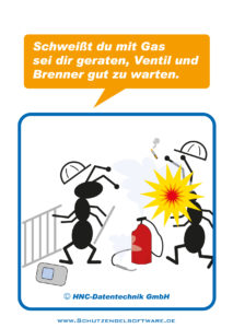 HNC-Datentechnik | Ameisen-Comics zum Arbeitsschutz | Motiv Gasschweißen