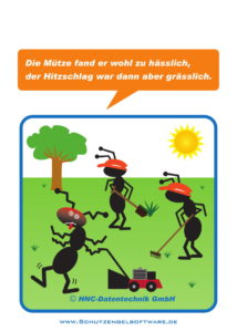 HNC-Datentechnik | Ameisen-Comics zum Arbeitsschutz | Motiv Hitzschlag