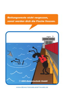 HNC-Datentechnik | Ameisen-Comics zum Arbeitsschutz | Motiv Rettungsweste