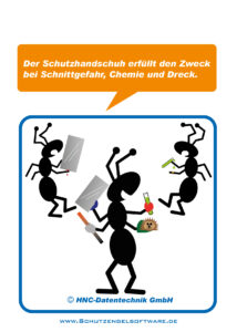 HNC-Datentechnik | Ameisen-Comics zum Arbeitsschutz | Motiv Schutzhandschuhe