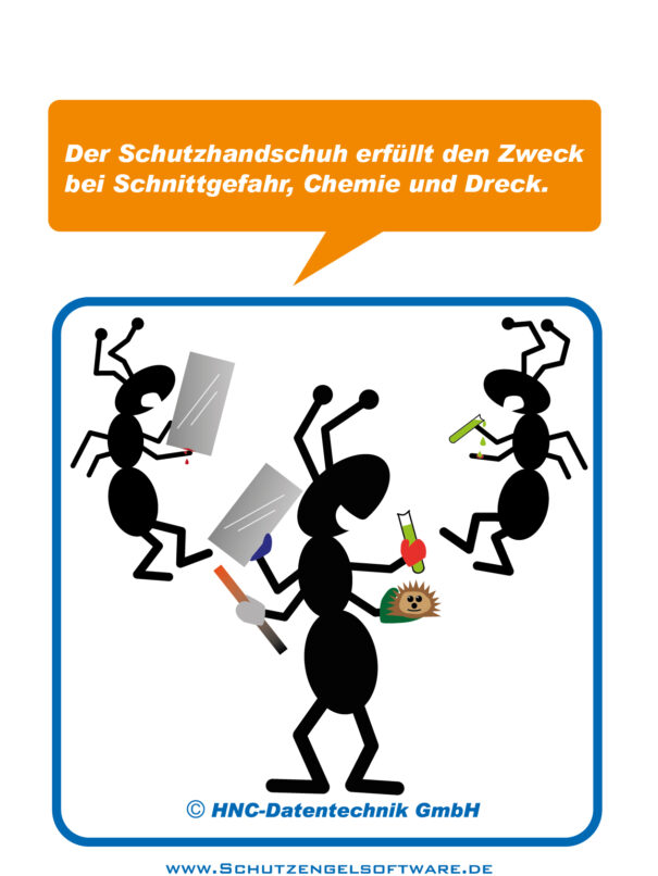 Ameisen Arbeitsschutz-Comic Motiv: Schutzhandschuhe