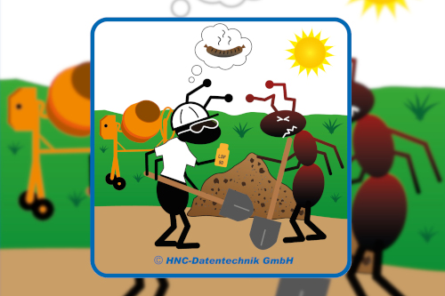 HNC-Datentechnik | Ameisen-Comics zum Arbeitsschutz | Motiv Sonnenschutz