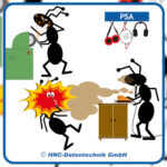 HNC-Datentechnik | Ameisen-Comics zum Arbeitsschutz | Motiv Schleifen