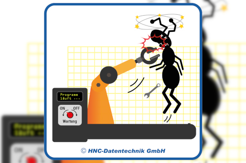 HNC-Datentechnik | Ameisen-Comics zum Arbeitsschutz | Motiv Industrieroboter