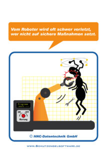 HNC-Datentechnik | Ameisen-Comics zum Arbeitsschutz | Motiv Industrieroboter