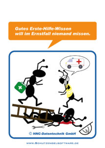 HNC-Datentechnik | Ameisen-Comics zum Arbeitsschutz | Motiv Erste Hilfe