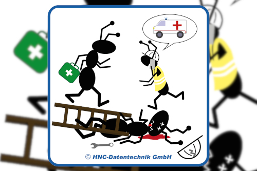 HNC-Datentechnik | Ameisen-Comics zum Arbeitsschutz | Motiv Erste Hilfe