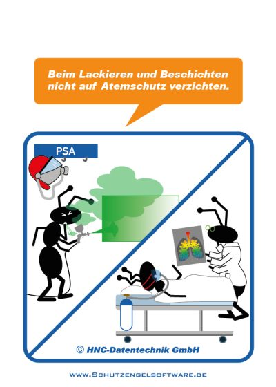 HNC-Datentechnik | Ameisen-Comics zum Arbeitsschutz | Motiv Lackieren & Beschichten