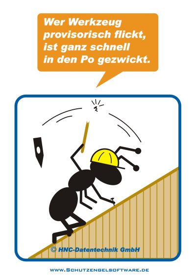 HNC-Datentechnik | Ameisen-Comics zum Arbeitsschutz | Motiv Werkzeug