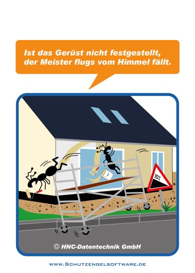 HNC-Datentechnik | Ameisen-Comics zum Arbeitsschutz | Motiv Fahrgerüste