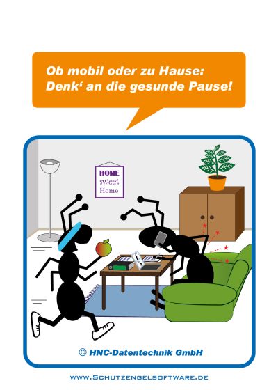 HNC-Datentechnik | Ameisen-Comics zum Arbeitsschutz | Motiv Homeoffice