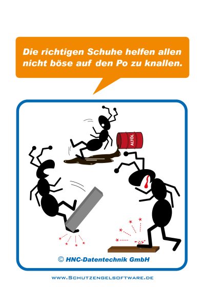 HNC-Datentechnik | Ameisen-Comics zum Arbeitsschutz | Motiv Sicherheitsschuhe