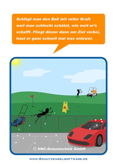 HNC-Datentechnik | Ameisen-Comics zum Arbeitsschutz | Motiv Golfplatz