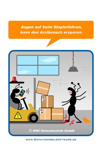 HNC-Datentechnik | Ameisen-Comics zum Arbeitsschutz | Motiv Stapler