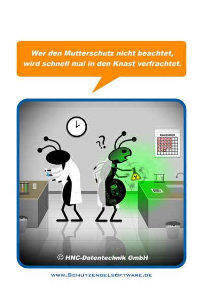 HNC-Datentechnik | Ameisen-Comics zum Arbeitsschutz | Motiv Mutterschutz HNC-Datentechnik | Ameisen-Comics zum Arbeitsschutz | Motiv Mutterschutz